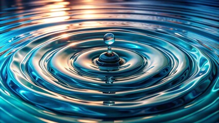 Expanding Water Ripple: 3D Render of a Single Ripple Spreading Across Water Surface