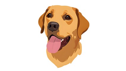 A portrait illustration of a Labrador Retrievertongue sticking out and panting, isolated on white 
