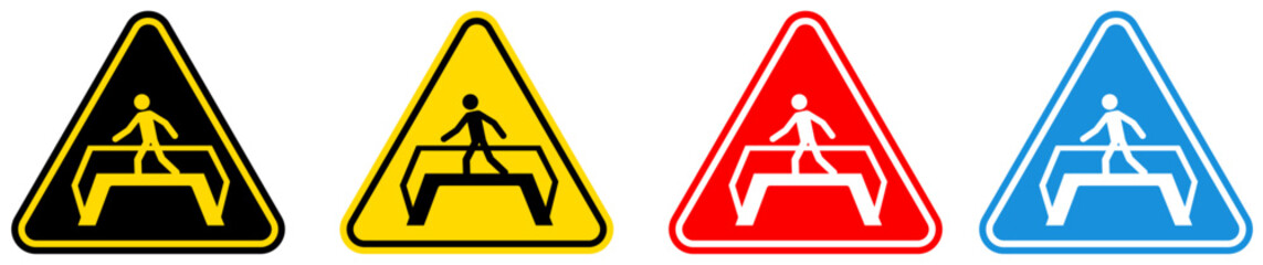 set Attention use footbridge Symbols danger and safety signs design template vector illustration	