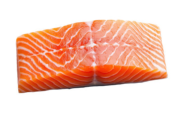 Fresh and raw salmon fillet isolated against a solid transparent background for culinary use