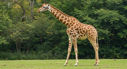 Giraffe steht friedlich im Wald Licht wirkt warm sanft. AI Generated