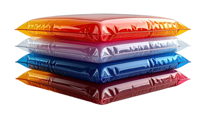 Colorful plastic bags stacked