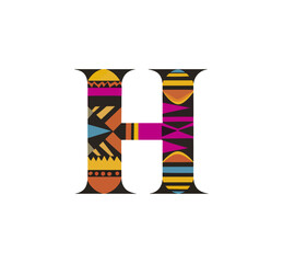 Capital letter h with african inspired pattern