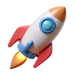 3D Rocket Startup Icon