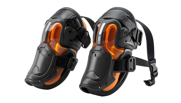 Protective knee guards, futuristic design.  Two pieces