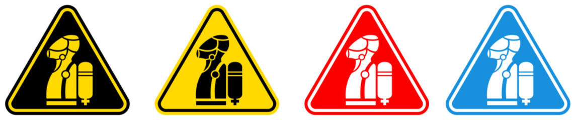 set Attention wear scba Symbols danger and safety signs design template vector illustration	
