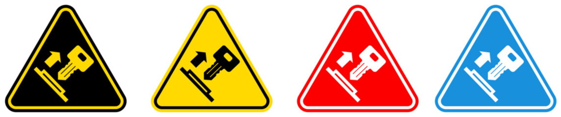 set Attention pull key Symbols danger and safety signs design template vector illustration