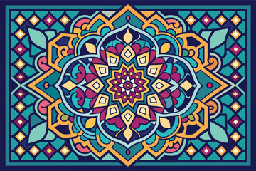 Colorful geometric pattern inspired by traditional design elements from Middle Eastern art