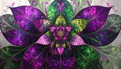 Ornate floral fractal design with vibrant colors