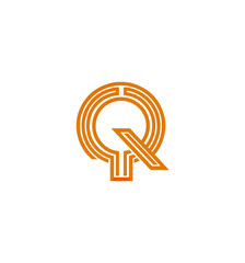 Orange geometric letter q symbol graphic