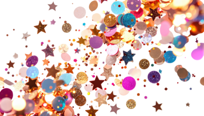 Colorful confetti explosion against black background