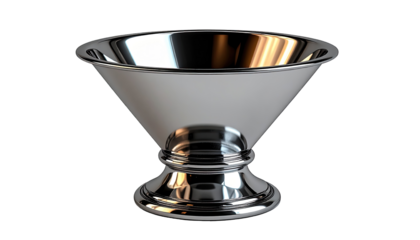 Polished metallic bowl with a tapered form