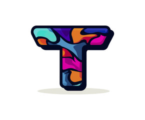 Vibrant colorful letter t graphic design