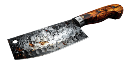 A butcher's knife,  hand-crafted,  with a unique blade