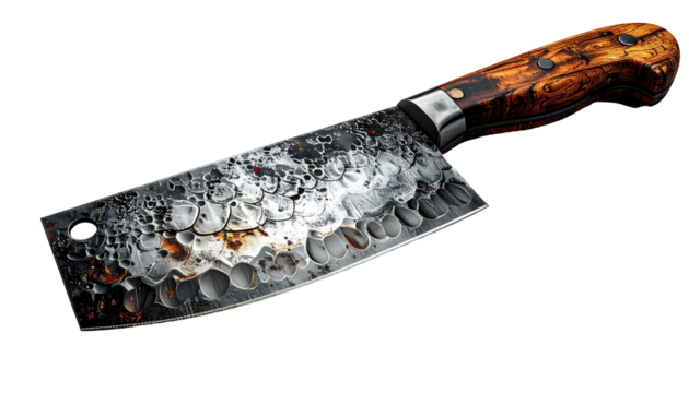A butcher's knife,  hand-crafted,  with a unique blade