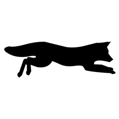 A clean, bold silhouette of a fox in motion.