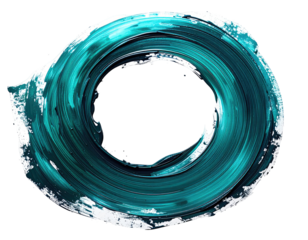Teal abstract circular brushstroke