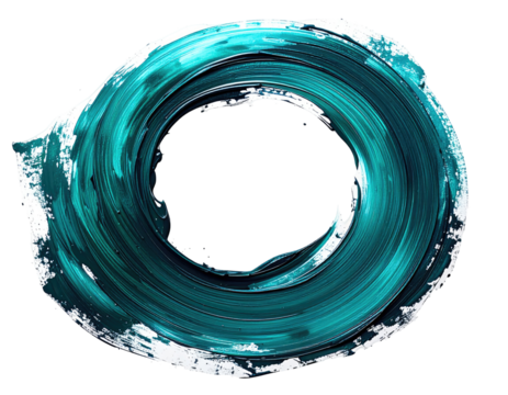 Teal abstract circular brushstroke