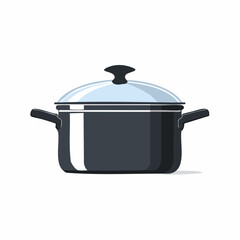 Illustration of a sleek, modern cooking pot with a transparent lid for culinary uses