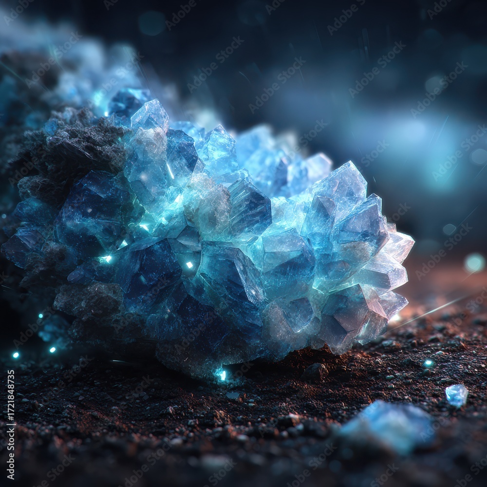 Poster beautiful abstract background of intricate crystal design with glow