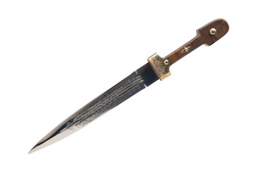 Ornate antique  dagger close up  isolated on white background