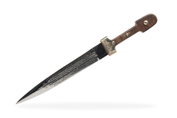 Ornate antique  dagger close up  isolated on white background