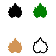 Minimal vegan autumn leaves icon set in flat style