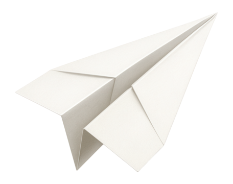Single paper airplane on a plain background.