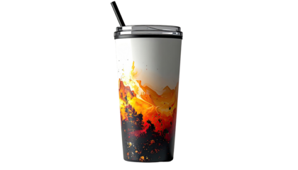 Stainless steel tumbler with abstract design