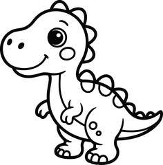 Fototapeta premium Adorable cartoon dinosaur with a happy smile ready to bring joy to children's books and educational materials, sparking imagination and prehistoric fun