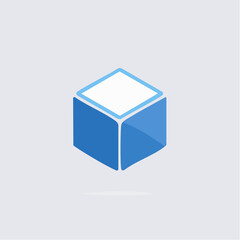 Geometric Blue Cube Illustration on a Minimalist Gray Background for Design Projects