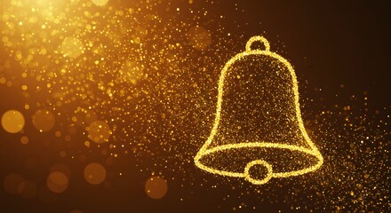 Elegant bell outline blending with golden glitter.