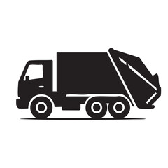 Fototapeta premium Monochrome Garbage Truck Silhouette Vector Illustration Waste Management and Sanitation Services Essential for Urban Cleanliness