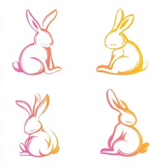 Collection of rabbits featuring modern and humorous depictions, including Easter Bunnies and cartoon-style illustrations of rabbits