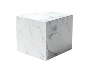 A pristine white marble cube