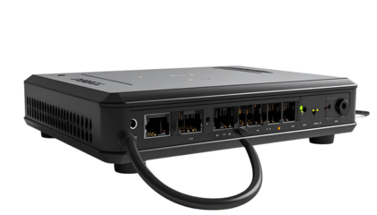 Dark box with ports and handle