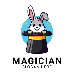 Adorable Rabbit Magician in a Top Hat Whimsical Logo Concept