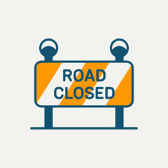 Construction Barrier Icon – Roadblock, Caution, Safety, Obstruction Symbol