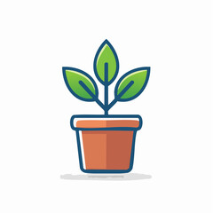 Illustrative depiction of a potted plant with three leaves in a clean, graphic style