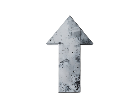 A textured upward-pointing arrow