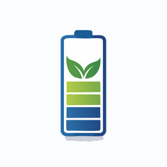 Illustrative representation of sustainable energy featuring a battery icon with eco elements