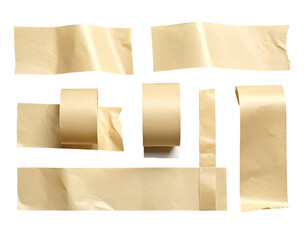 Abstract arrangement of pieces of beige masking tape