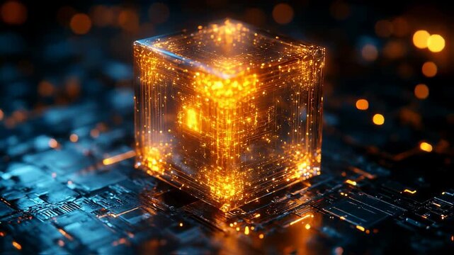 Futuristic Glowing Cube Animation