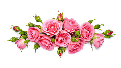Elegant Pink Rose Arrangement on White Background Delicate Floral Composition for Romantic Occasions and Celebrations
