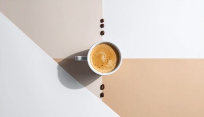 A warm cup of brown coffee on a business table is a perfect breakfast beverage