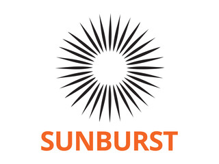 Illustration of a sunburst with the word sunburst isolated on white background