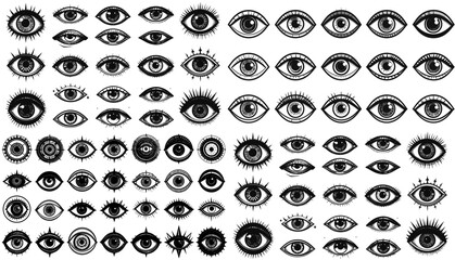 Collection of Hand Drawn Eyes in Various Styles and Expressions.