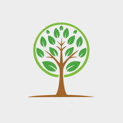 Minimalist Tree Emblem Illustrating Growth and Harmony within a Circular Frame