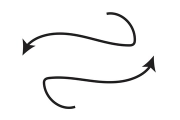 Curved Hand-Drawn Arrows Isolated on White Background