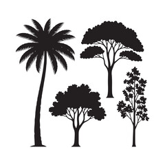 Obraz premium Tropical Tree Silhouette Vector Set
